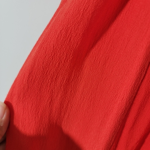 Mind Set By XCVI Red Pre Shrunk Asymmetrical Midi Dress Sz M Viscose Sleeveless - Picture 5 of 9